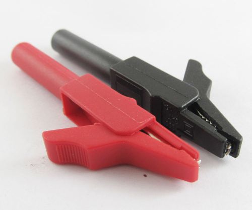10pcs full insulated alligator clip to 4mm banana female test adapter red black for sale