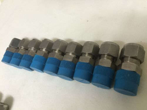 SWAGELOK 1/2 (.5&#034;) TUBING TO 1/2 NPT SS STRAIGHT FITTINGS, LOT 0F 9
