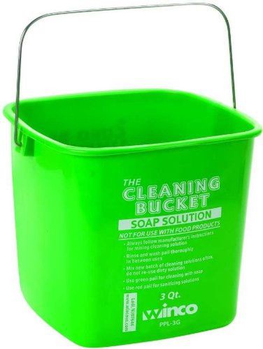 Winco PPL-3G Cleaning Bucket 3-Quart Green Soap Solution