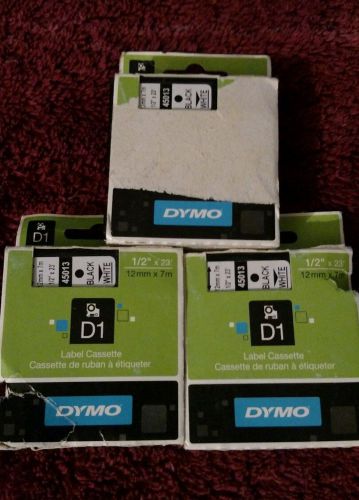 New Dymo Label Cassette 45010 Black Clear 1/2 IN x 23 FT  12 mm x 7 m
