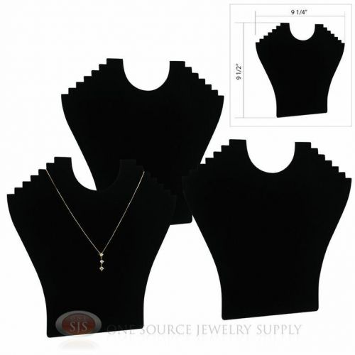 (3) 9 1/2&#034; Black Velvet Flocked Pendant  Necklace Display Easel Presentation