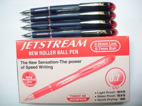 (5 Pen Pack) Uni-Ball Jetstream SX-217 0.7mm roller ball pen,Red