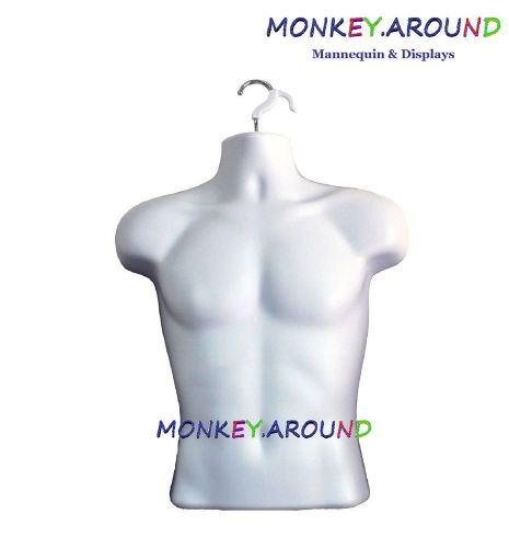 Male mannequin whitetorso body hanging forms display men clothing shirt tee polo for sale