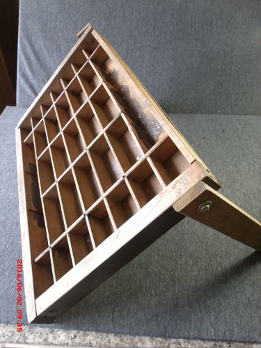 Vintage antique letterpress type tray with prop legs 18 x 11&#034; wood for sale