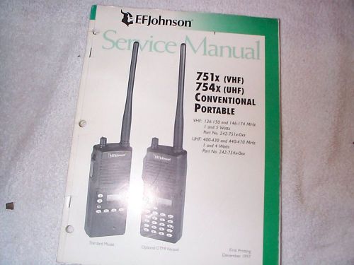 Ef johnson 751x (vhf) &amp; 754x (uhf) handheld radio service manual (icom) for sale