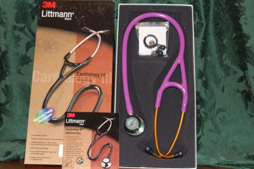 3m littmann cardiology iii stethoscope rainbow finish lavender tube 27&#034; nob for sale