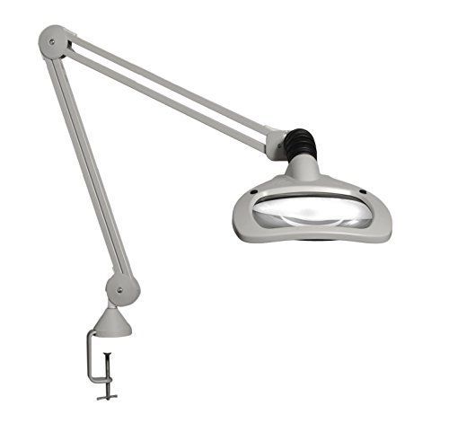 Luxo 18945LG WAVE LED Illuminated Magnifier, 45&#034; Arm, 5 Diopter, Edge Clamp,
