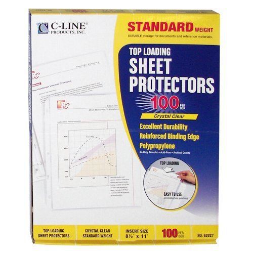 C-Line Top Loading Standard Weight Poly Sheet Protectors, Clear, 8.5 x 11