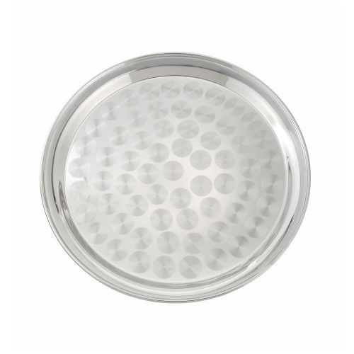 Winco STRS-14 Stainless Steel Round Swirl Service Tray - 14 in.