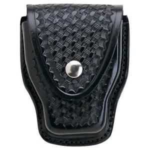 Aker Leather Black Basket Weave Finish Nickel Snaps 508 Handcuff Case - A508-Bw