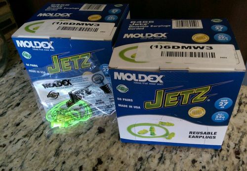 100 new moldex jetz earplugs 6455 nrr 27db - individually wrapped (2 - 50 packs) for sale