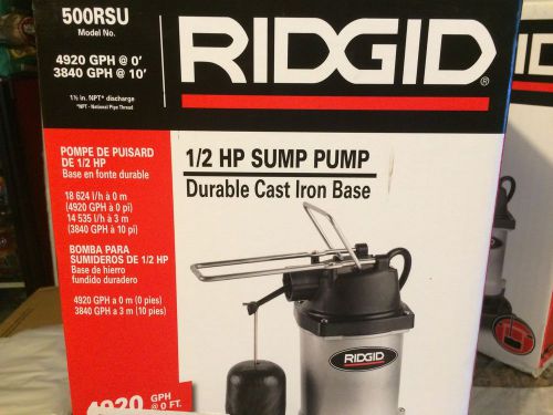 NEW Ridgid 1/2 HP Sump Pump with Durable Cast Iron Base 500RSU