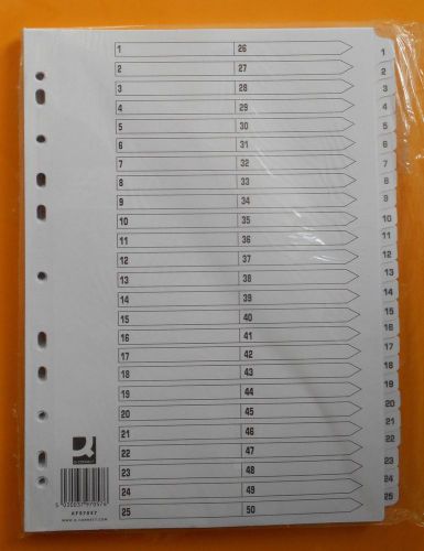 New Pack of A4 1-50 Subject DIVIDERS 50 Part Punched Manilla Index Tabs KF97057
