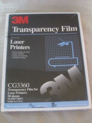 3M TRANSPARENCY FILM for LASER PRINTERS CG3360 - 50 SHEETS New &amp; Sealed