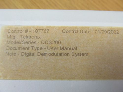 TEKTRONIX DDS200 Digital Demodulation System User Manual