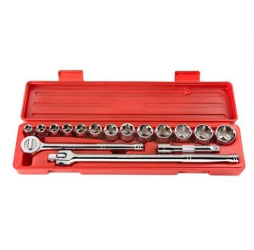 TEKTON 17-Piece 1/2 in. Drive Metric Socket and Ratchet Tool Set Combination Kit