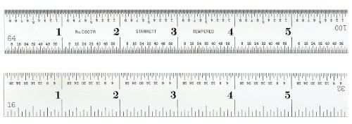 Starrett C607R-6 Spring Tempered Steel Rule With Inch Graduations, 6&#034; Length,