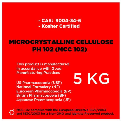 Microcrystalline cellulose 102 - 5 kg pharmaceutical grade for sale