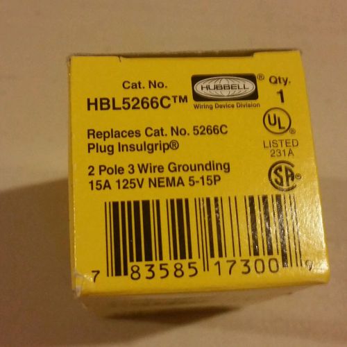 New Hubbell 5266C 2 Pole 3 Wire Grounding 15A 125V NEMA 5-15P  Qty 2