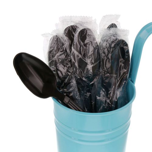 Heavy weight black individually wrapped disposable teaspoons, pack of 1000 for sale