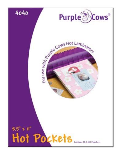 Purple Cows Hot Pockets Hot Laminating Pouches 8.5x11 Inches 20 Pouches per P...