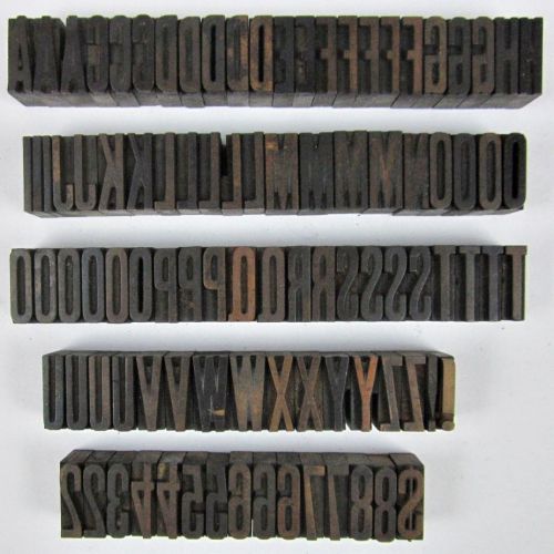96 Pieces Vintage Wood Letterpress Type Upper Case 1&#034; 6 Line 74 Pt