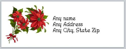 30 Personalized Address Labels Christmas Poinsettia Buy 3 get 1 free (ac278)