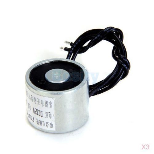 3x 11lbs dc12v 4w holding electromagnet lift solenoid 25mm m4 0.33a for sale