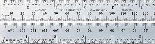 Starrett C636ME-150 Spring Tempered Steel Rule With Millimeter And Inch