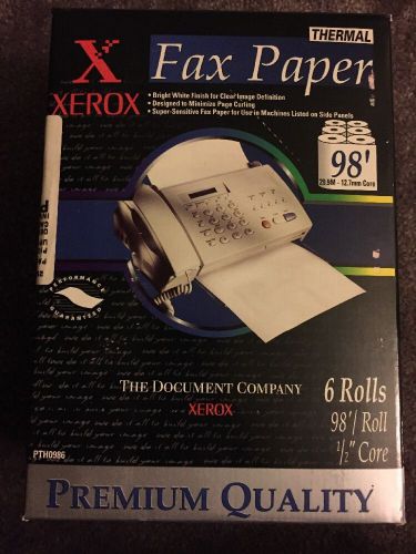 Fax Paper 6 Rolls Xerox  98 ft 8 1/2 inches 1/2 Core Roll Faxpaper