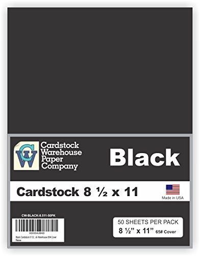 Black Cardstock 8 1/2&#034; x 11&#034; - 50 Pack from Cardstock Warehouse 65# Cover
