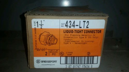 2 bridgeport liquidtight connectors 1 1/2&#034; 434lt2 straight flex metallic conduit for sale