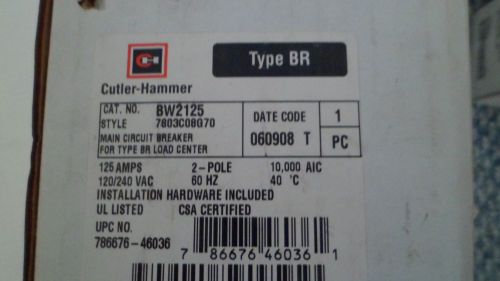 Cutler hammer bw2125 main circuit breaker 2 pole 125 amp for sale