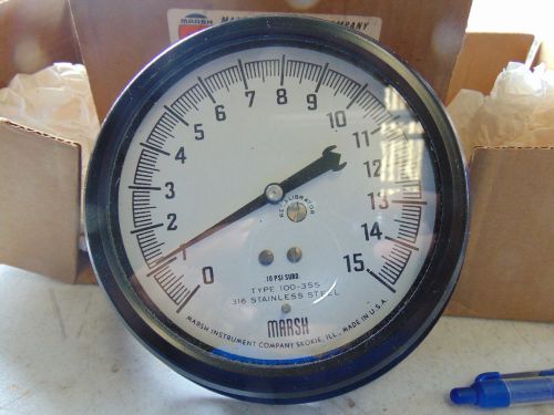 Marsh Pressure Dial Guage Type 100-3SS - Size 4.5&#034;