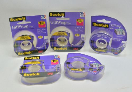 Lot of 5 Scotch 3M Satin Finish GiftWrap Office Tape - 3/4 in Width 18yds+?