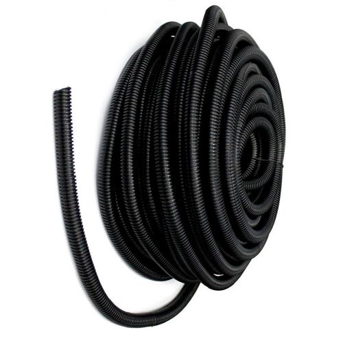 50&#039; Feet FT 21mm Black Split Loom Wire Flexible Tubing Conduit Hose Car Sales