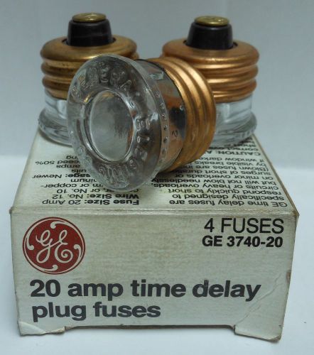 General Electric Time Delay Plug Fuse 3740-20 125VAC 20A 3-Pack