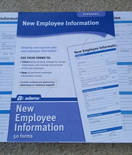 Adams New Employee Information forms : New in Package 88 Forms Total