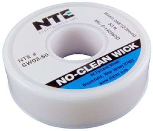 Nte sw02-50 solder wick no clean #4 blue 50ft for sale