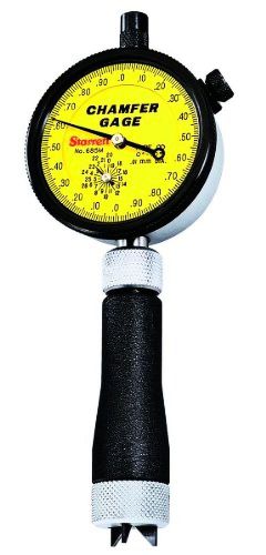 Starrett 685m-1z millimeter reading external chamfer gauge w/ yellow dial, 0-90 for sale