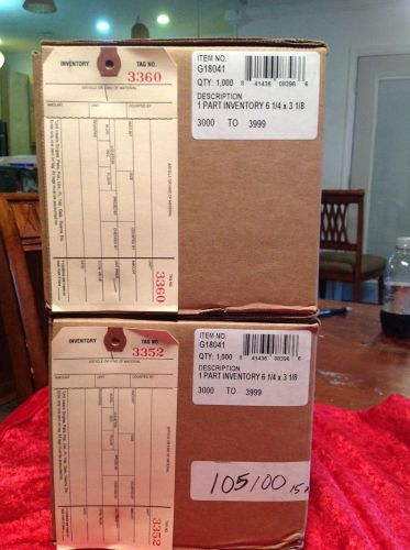 Shoplet select Inventory Tags 1 Part Stub Style  8 - SHPG18041 Lot Of (2) Boxes