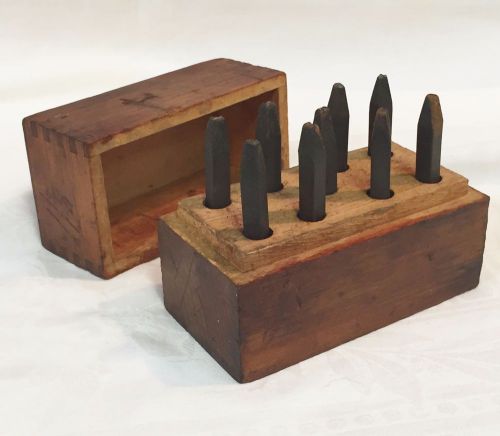 LEATHER / WOOD NUMBER PUNCHES SET IN WOODEN DOVETAILED BOX
