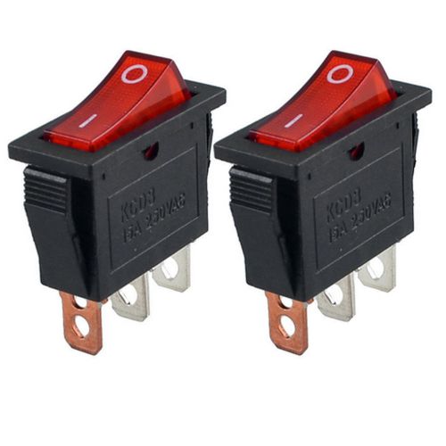 2Pcs New SPST ON/OFF 3 Terminals Snap in Rocker Switch AC 15A 250V