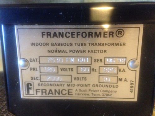 Franceformer 7500 transformer, neon power supply, used for sale