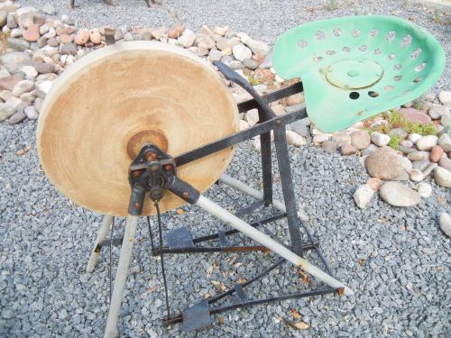 Keen Kutter Antique Grinding Stone Pedal Wheel W/ Seat Sandstone Sharpener