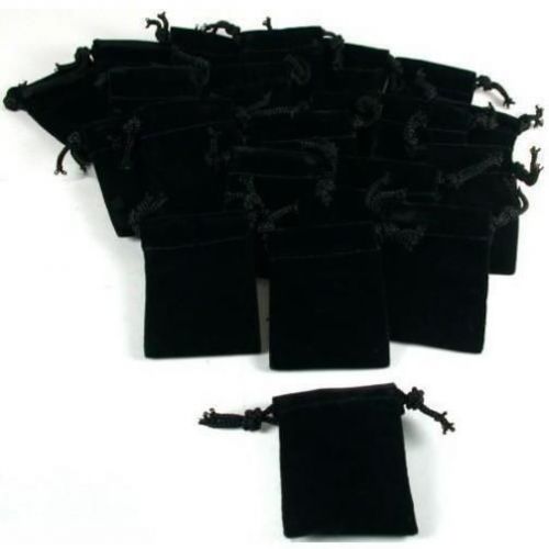 20 Pouches Black Velvet Drawstring Jewelry Bags 2&#034;