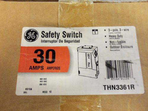New ge thn3361r 30 amp 600v non-fusible safety switch disconnect 3r enclosure for sale