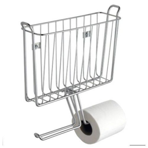 Home office toilet bathroom wallmount magazine 2 tissue paper holder rack chrome for sale