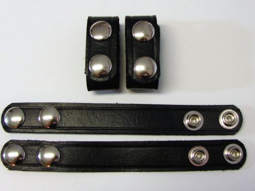 Police/Law Enforcement 3/4&#034; Leather Belt Keepers - Silver Snaps 4 pk. Sav-A-Jake