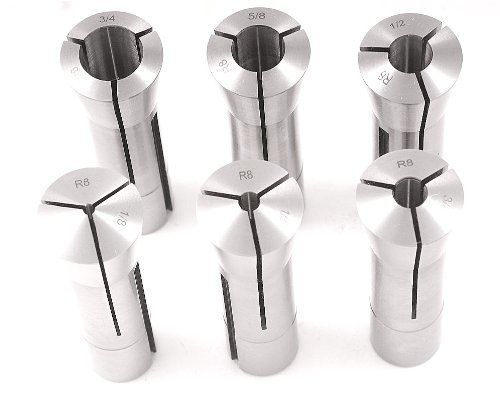 Hhip 3900-0006 6 piece r8 collet set (1/8-3/4 inch by 8ths) for sale